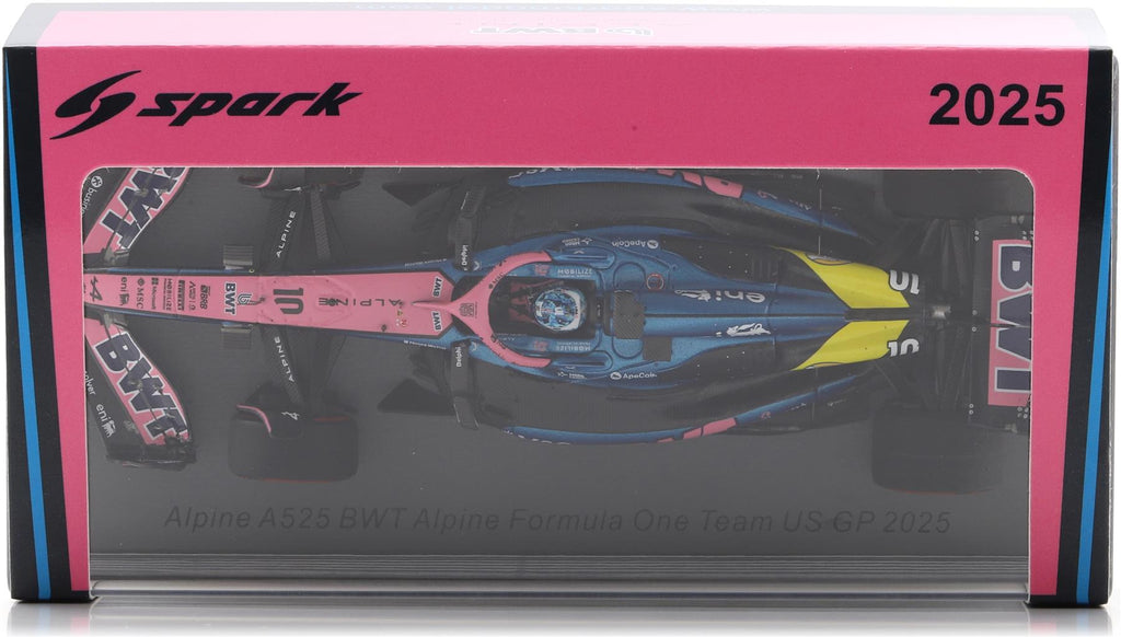 Spark 1:43rd Scale Alpine A525 #10 BWT Alpine F1 US GP 2025 Pierre Gasly