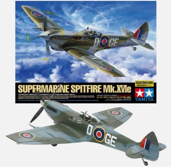 TAMIYA 60321 1/32 Scale Royal Air Force Spitfire MK.XVIe Aircraft Model Kit SPITFIRE AT 90