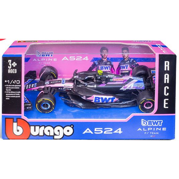 Burago 1:43 Scale BWT Alpine F1 Team A524 2024 Gasly Card Box