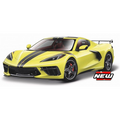Burago 1:43 Scale Chevrolet Corvette Stingray 2020 - Yellow Black Stripe