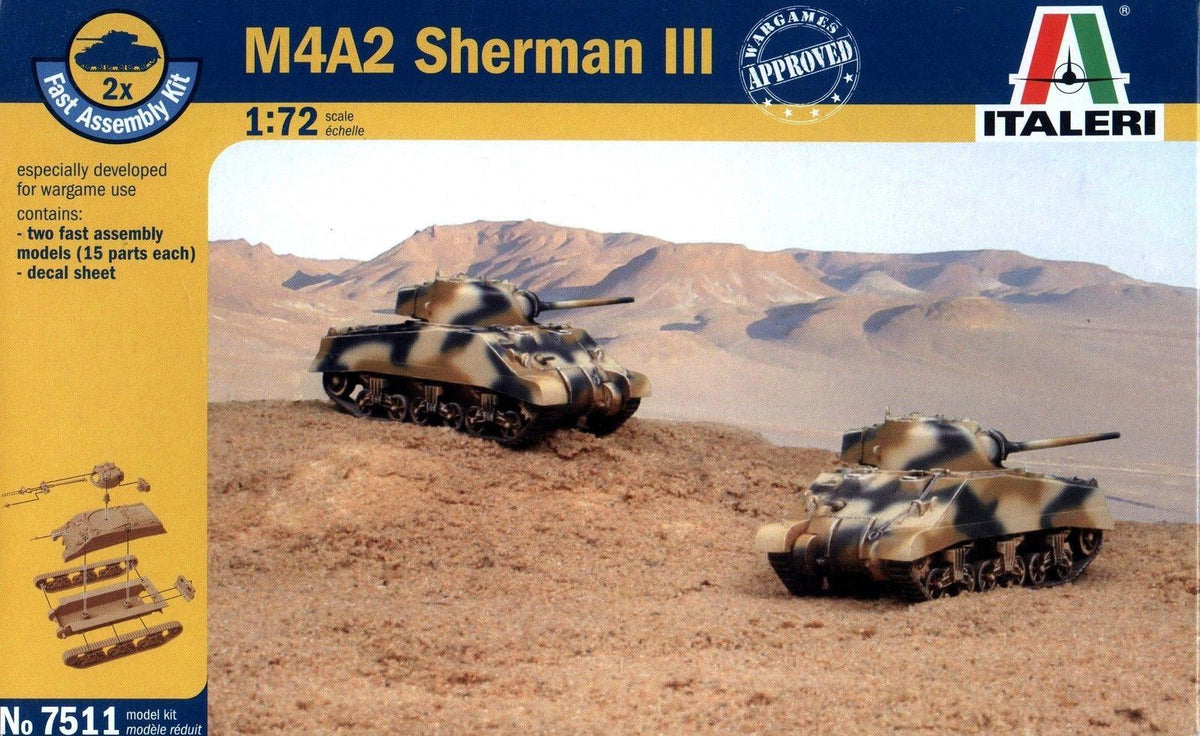 Italeri 7511 1/72 Scale M 4 A 2 SHERMAN III 2 KitS IN THE BOX