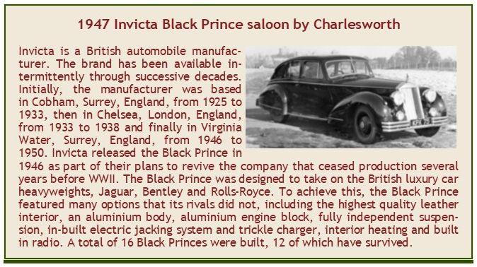 Esval 1:43 Scale Invicta Black Prince Saloon Charlesworth w/Separate Lights/Bumpers Black 1947