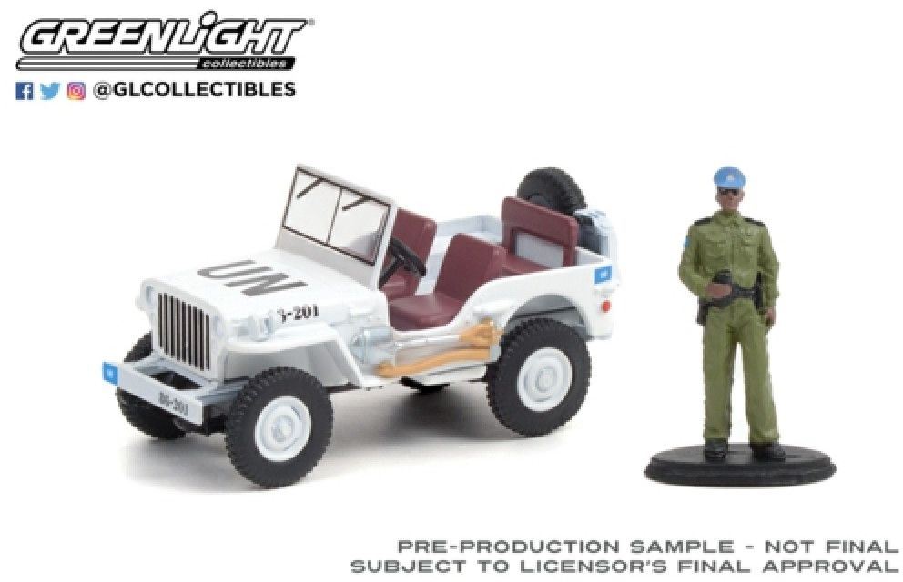 Greenlight 1:64 Scale Willys MB Jeep 1942 United Nations w/Security Officer