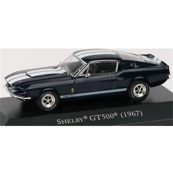 Atlas Editions 1:43 Scale Ford Mustang Shelby GT500 (1967) - Dark Blue / Black - American Car Collection