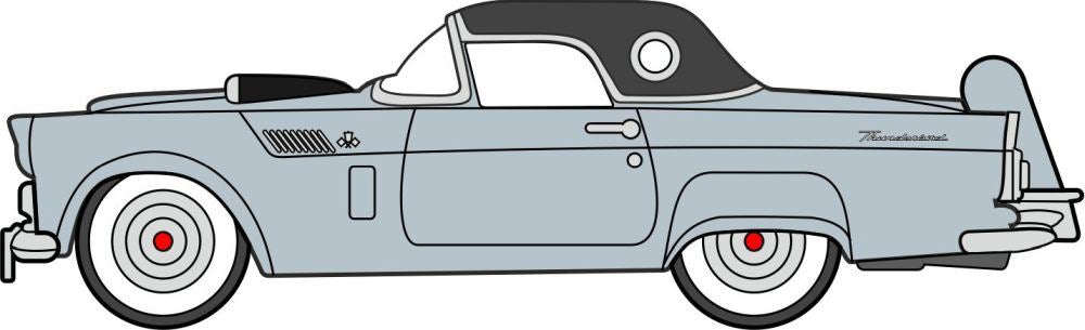 Oxford Diecast 1:87 Scale Ford Thunderbird 1956 Thunderbird Grey Metallic/Raven Black