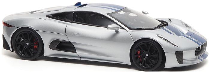 Almost Real 1:18 Scale Jaguar C-X75 2013 Lightning Silver w/Gloss Blue Stripes