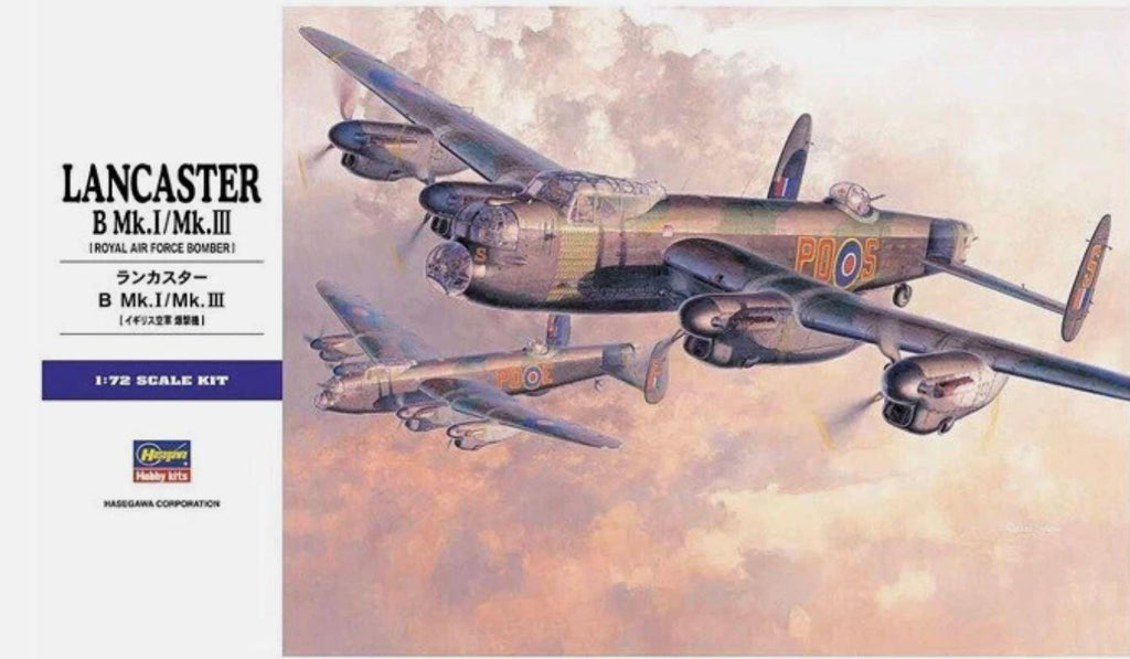 Hasegawa HAE23 1/72 Scale Royal Air Force Lancaster B.Mk.I/Mk.III Plastic Model E23 STRATEGIC BOMBING