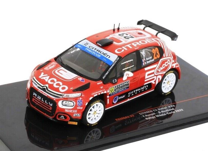 IXO 1:43 Scale Citroen C3 Rally2 #23 WRC Monte Carlo 2022 Y.Rossel/B.Boulloud
