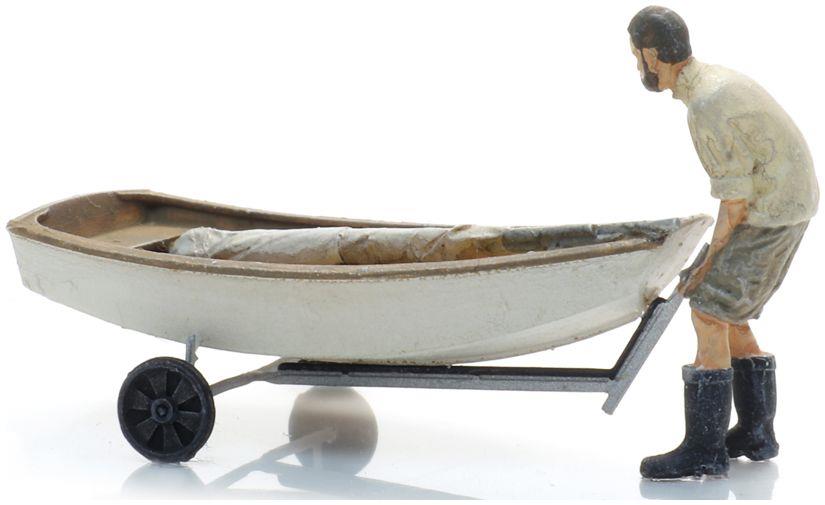 Artitec 1:87 Scale Sailing Boat Optimist + Trailer + Figure Ready-Made, Painted