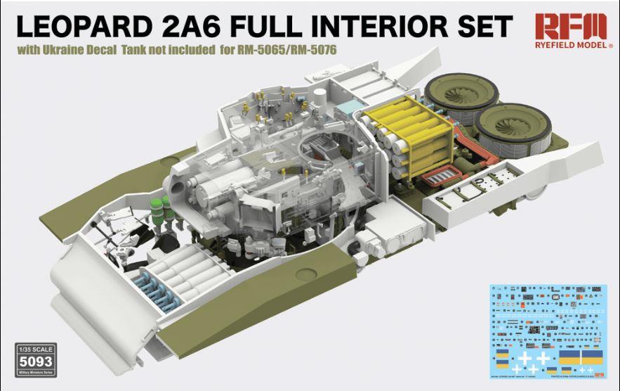 Ryefield5093 1/35 Scale LEOPARD 2A6 FULL INTERIOR SET With Ukraine Decal Tank Not Included