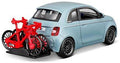 Burago  1:24th Scale Fiat 500E w/Bike Rack Light Blue