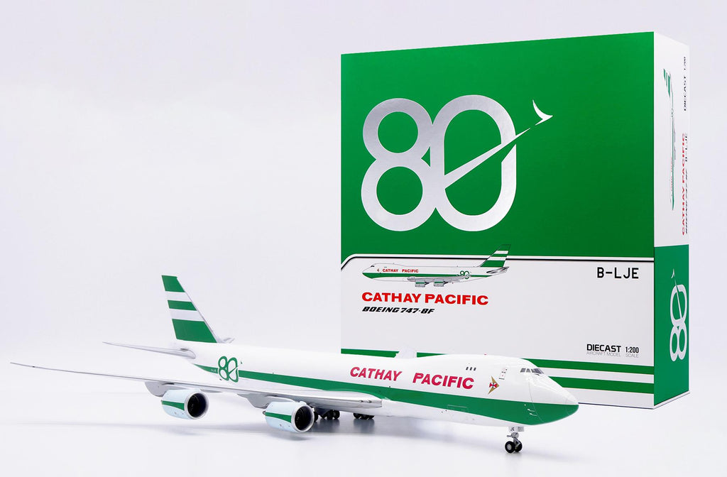 JC Wings 1:200th Scale Boeing 747-8F Misc 80th Anniversary B-LJE w/Stand Interactive Series