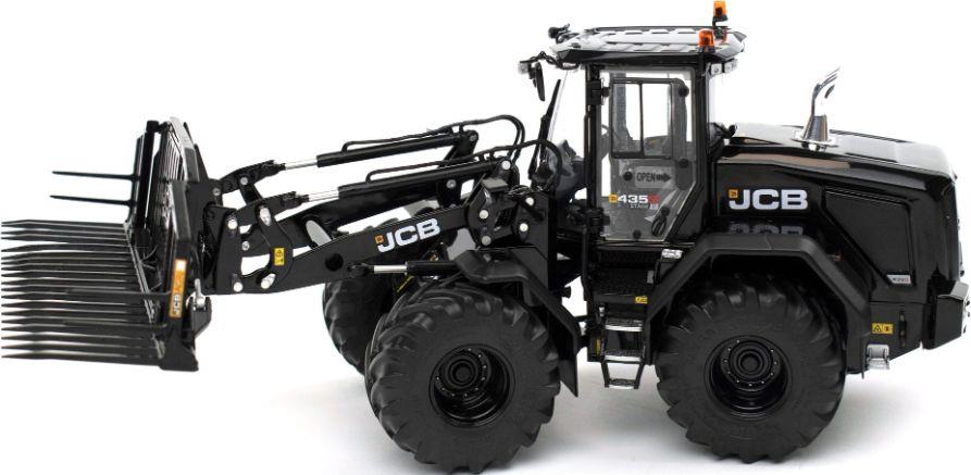 AT Collections 1:32 Scale JCB 435S Stage V 'Black Edition' Agri Wheel Loader w/Folding Grass Fork Ltd 1500