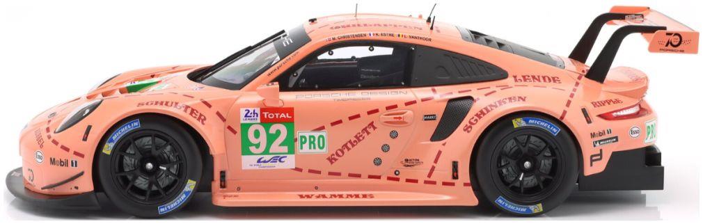 IXO  1:12th Scale Porsche 911 (991) RSR #92 Winner LMGTE-Pro 24h Le Mans Pink Pig Christensen/Estre