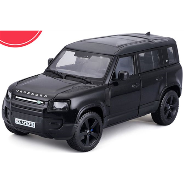 Burago 1:24 Scale Land Rover Defender 110 4 Door Black (UK Plate)