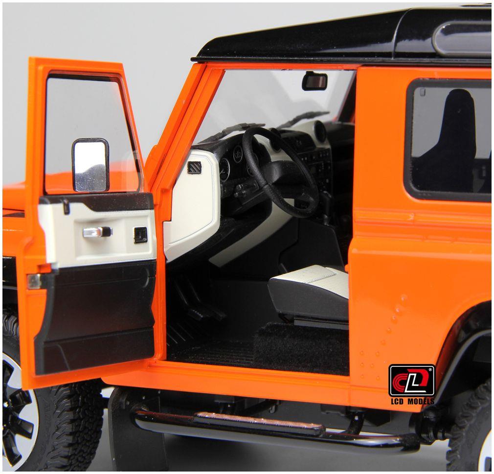 LCD Model 1:18 Scale Land Rover Defender 90 2018 Works V8 70th Edition Orange