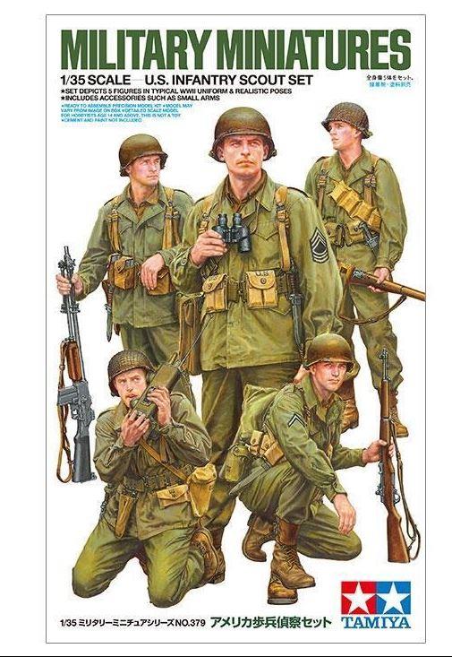 Tamiya 1/35 Scale  WWII US Infantry Scout Set Military Figure Kit 35379