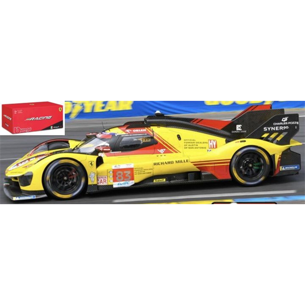 Burago 1:43 Scale Ferrari 499P Hypercar 24h Le Mans 2024 #83 Acrylic Case and Stand