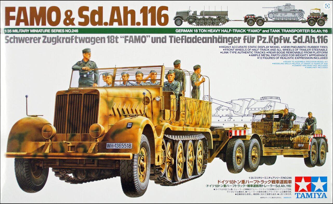 Tamiya 1/35 Scale Famo and Tank Transporter Military Model Kit 35246 SLIGHT BOX CREASE