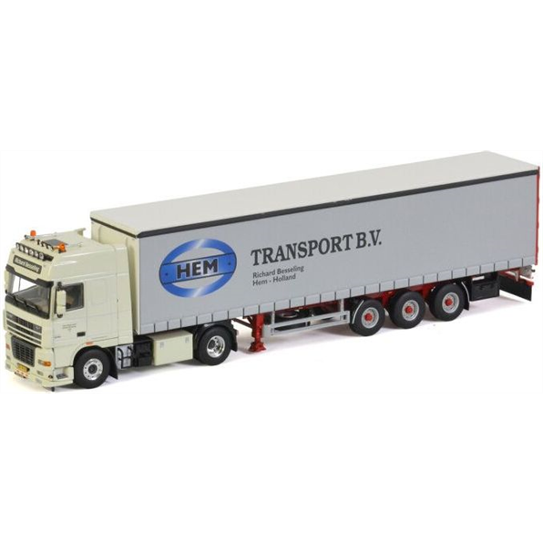 WSi 1:50 Scale DAF XF 95 Super Space Cab 4X2 Curtainside Trailer 3 Axle 'Hem Transport'