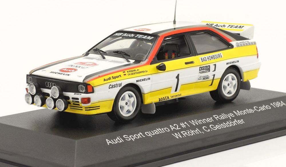 IXO/CMR 1:43 Scale Audi quattro A2 #1 Sieger Rallye Monte Carlo 1984 R�hrl, Geistd�rfer