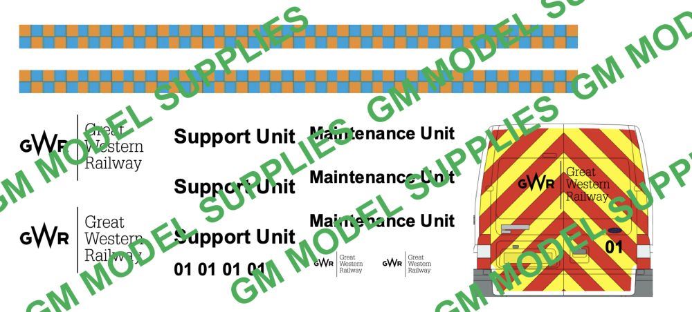 GM Model Supplies 1:76 Scale Transit SWB Decal Conversion Kit 'GWR 2018 Livery'