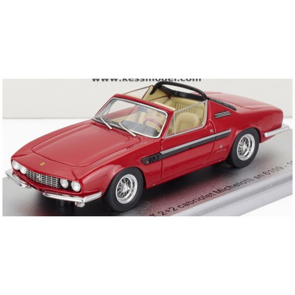 KESS 1:43rd Scale Ferrari 330 GT 2+2 sn.6109 Red/Black Michelotti Cabrio Open 1964